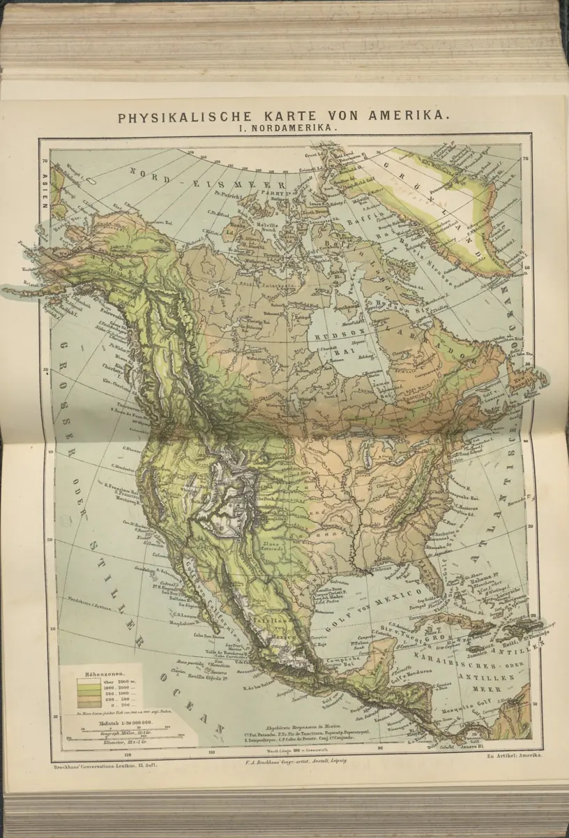 Tafel: Physikalische Karte von Amerika