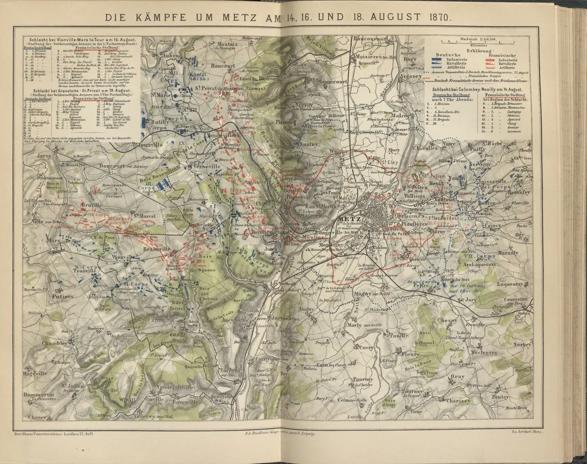 Tafel: Die Kämpfe um Metz am 14., 16. und 18. August 1870