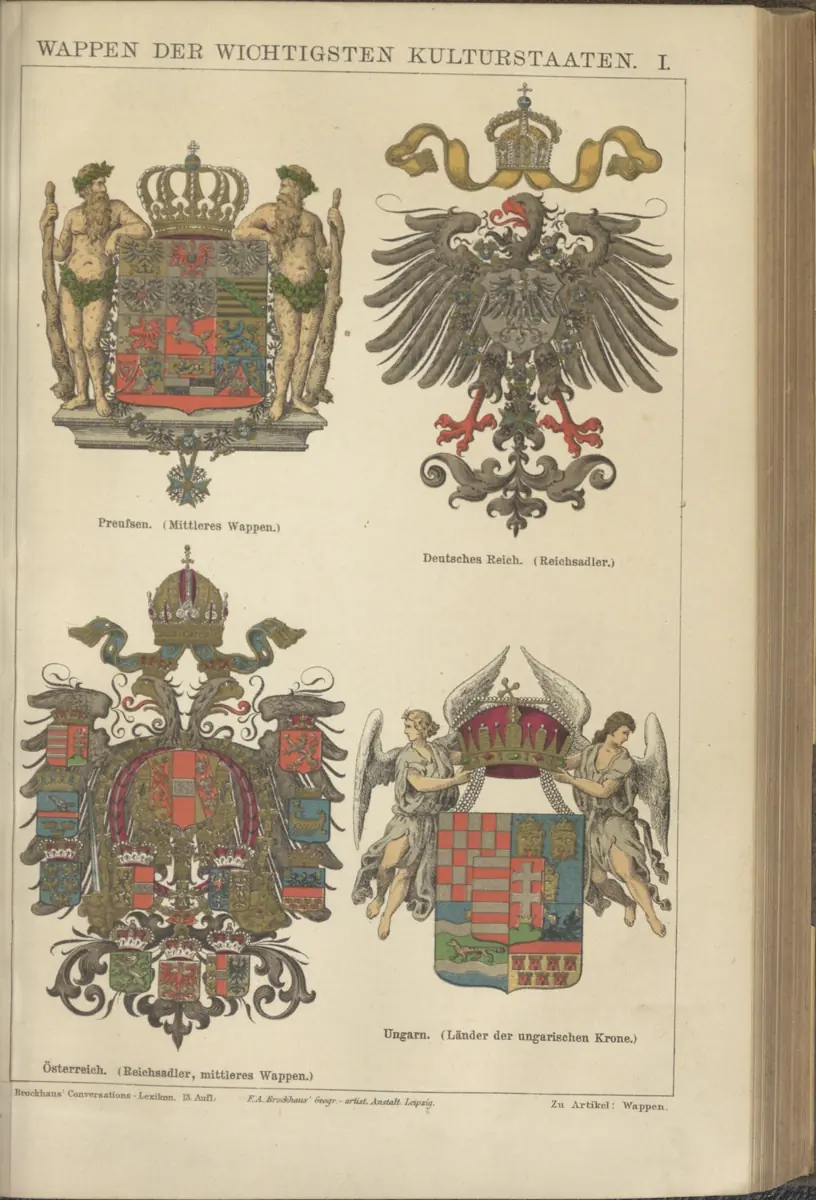 Tafel: Wappen der wichtigsten Kulturstaaten I.
