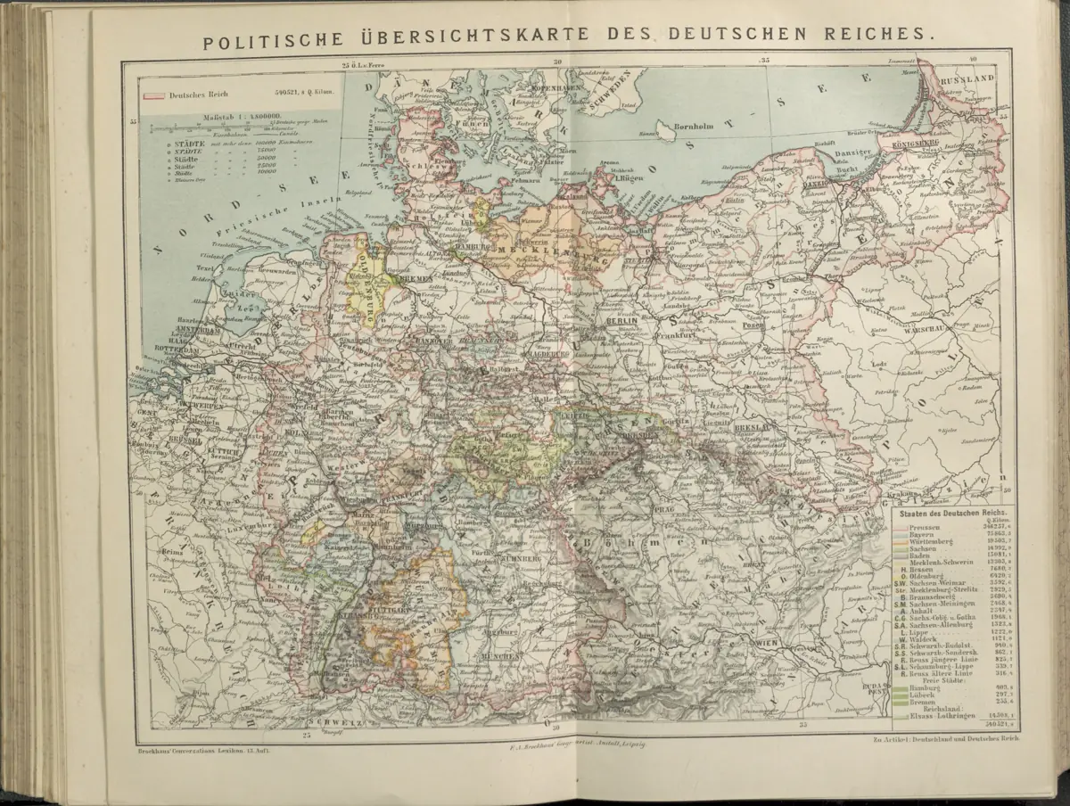 Tafel: Politische Übersichtskarte des Deutschen Reiches