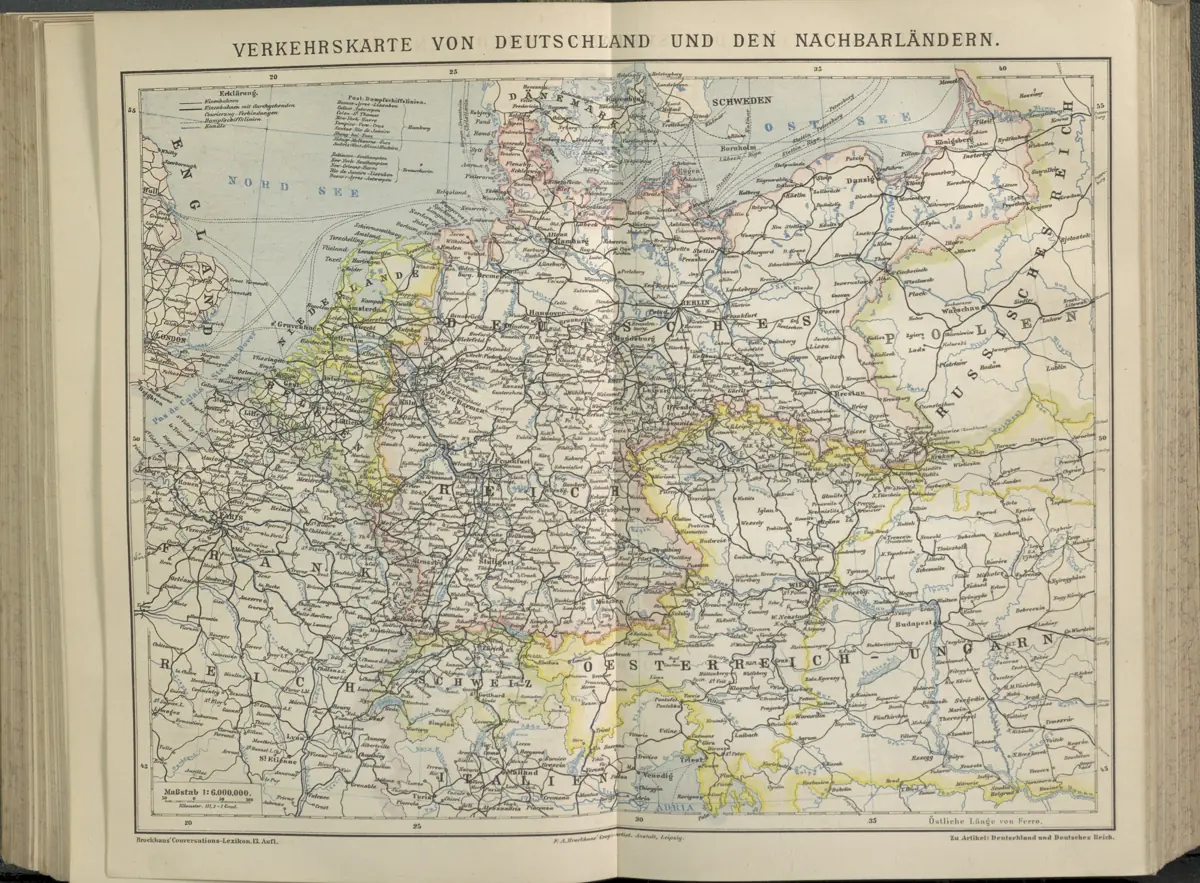 Tafel: Verkehrskarte von Deutschland und den Nachbarländern