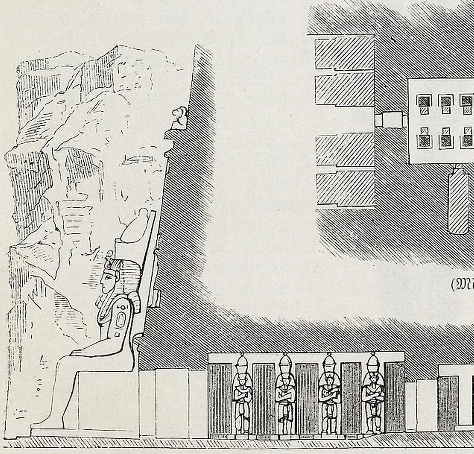 Fig. 105. Grundriß und Längendurchschnitt des Tempels von