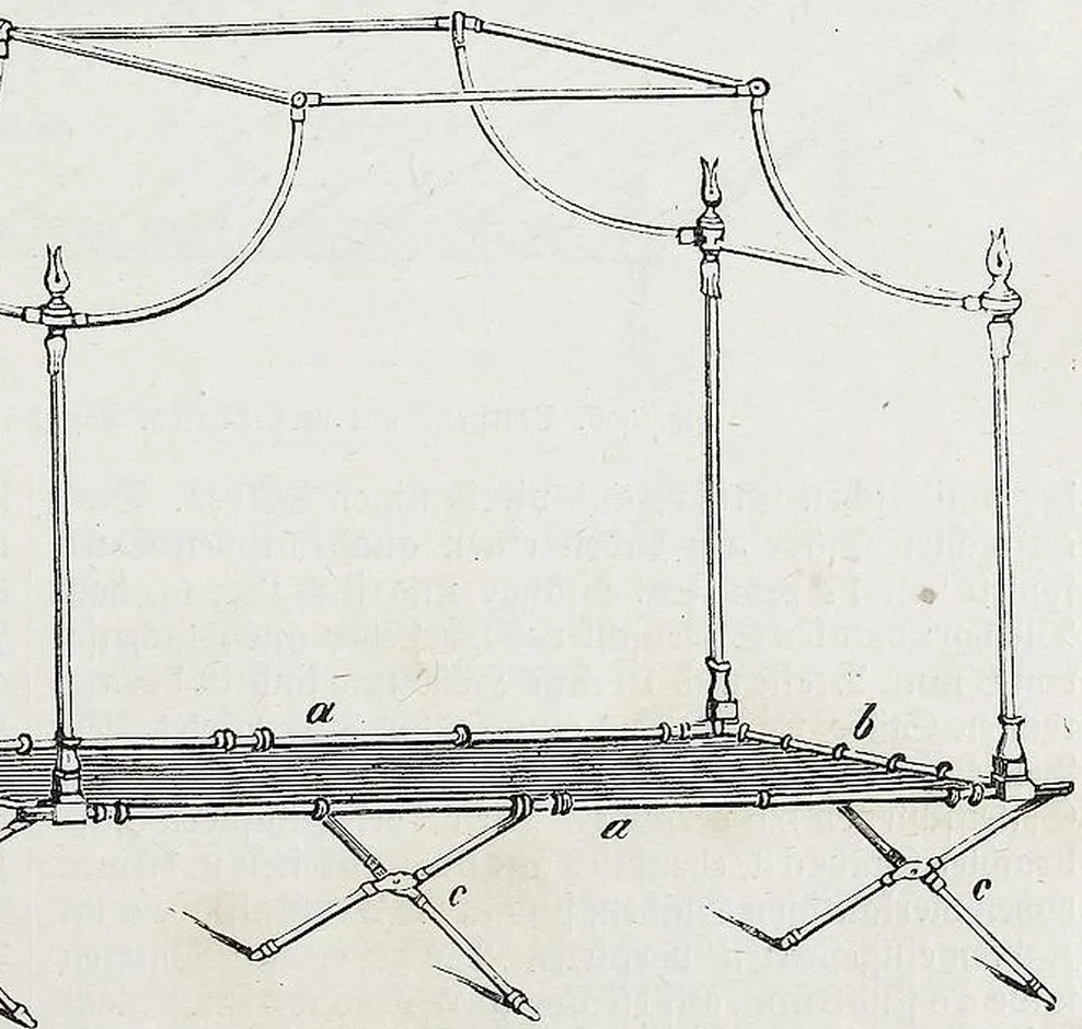 Fig. 554. Eiserne Reisebettstelle.