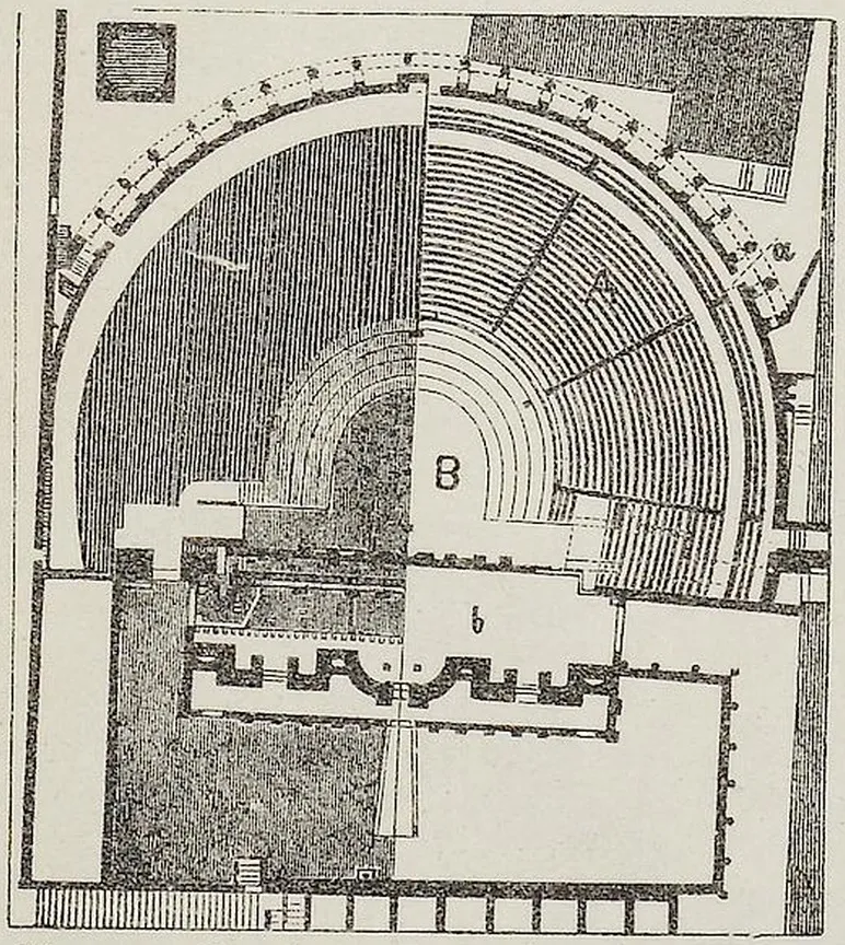 Fig. 3330. Plan des großen Theaters von Pompeji.
